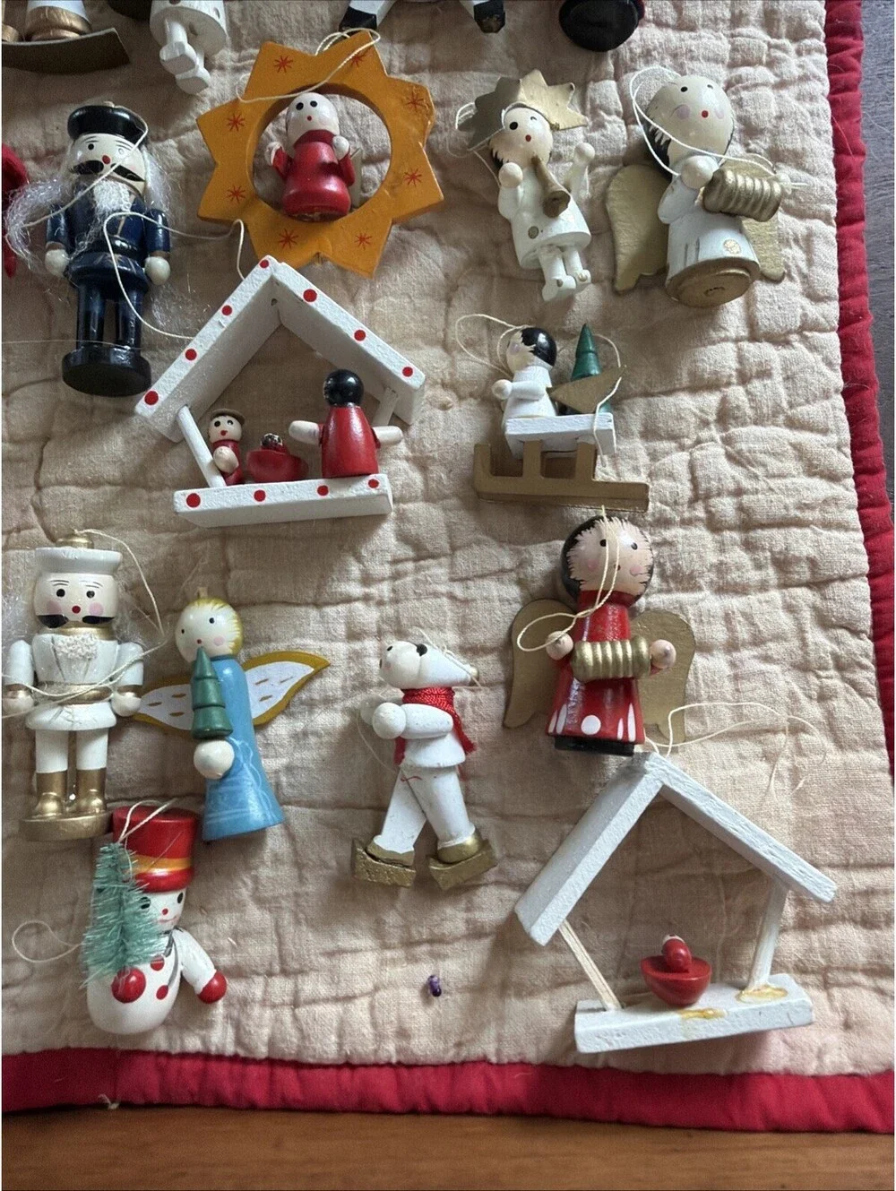 Vintage Mixed Lot 60 Wooden Christmas Tree Ornaments Hand Painted German Style